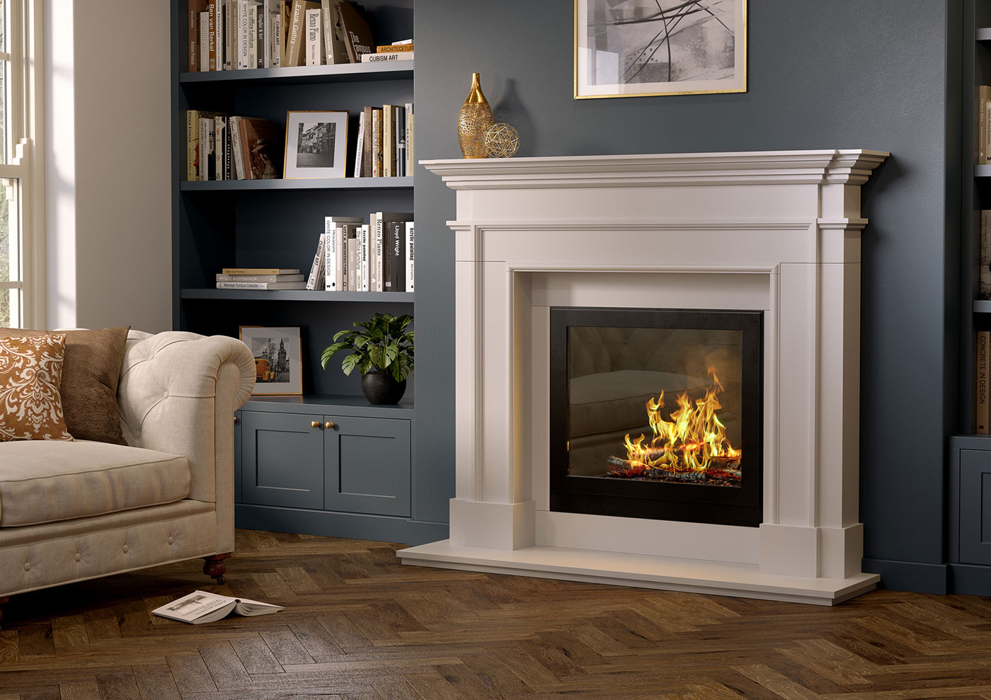 Wall-mounted modern electric fires