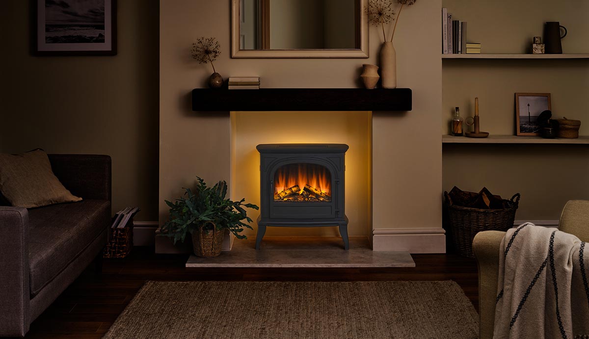 Freestanding electric fireplaces